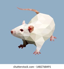 White rat created in polygonal design style. Vector illustration, EPS 10