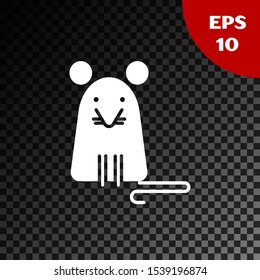White Rat icon isolated on transparent dark background. Mouse sign.  Vector Illustration