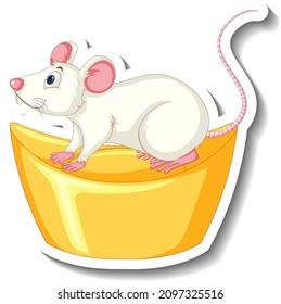 White rat standing on gold sycee illustration