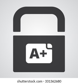 White Rating icon on black pad lock