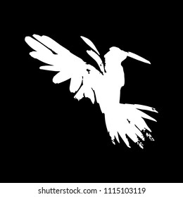 White raven. Hand drawn artistic blackbird. illustration in vector