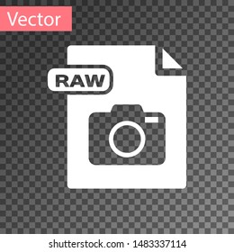 White RAW file document. Download raw button icon isolated on transparent background. RAW file symbol.  Vector Illustration