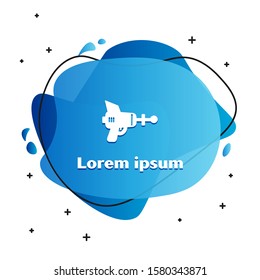 White Ray gun icon isolated on white background. Laser weapon. Space blaster. Abstract banner with liquid shapes. Vector Illustration