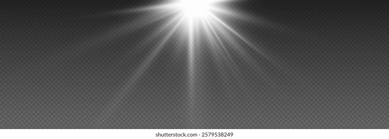 White rays of light, star and explosion effect.