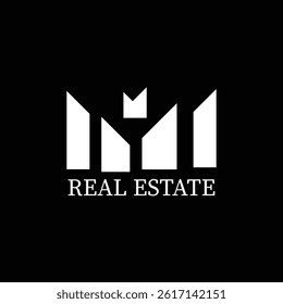 white Real Estate Logo. 
Construction Architecture Building Logo Design Template Element.