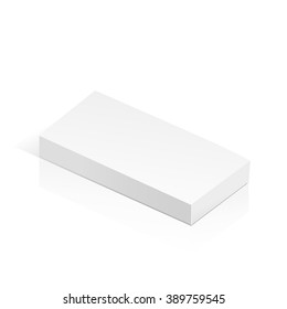 White realistic 3D box. Object isolated on white background. Template vector illustration for trade, stand or packaging design. Rectangle