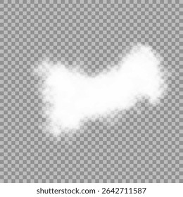 White realistic 3D vector isolated cloud on the transparent background.Vector set. Set of vector clouds, fog or smoke on an isolated transparent background. Cloud, smoke, fog png. Vector illustration.