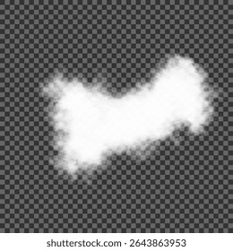 White realistic 3D vector isolated cloud on the transparent background.Vector set. Set of vector clouds, fog or smoke on an isolated transparent background. Cloud, smoke, fog png. Vector illustration.