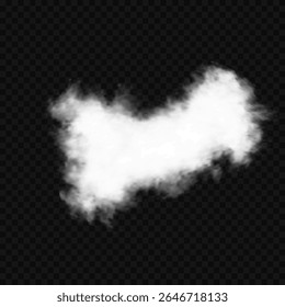White realistic 3D vector isolated cloud on the transparent background.Vector set. Set of vector clouds, fog or smoke on an isolated transparent background. Cloud, smoke, fog png. Vector illustration.