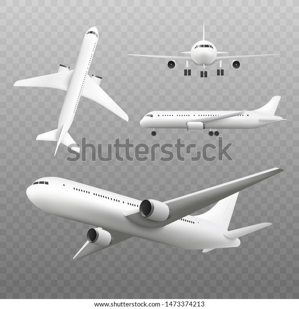 Download White Realistic Airplane Mockup Set On Stock Vector Royalty Free 1473374213