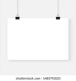 White realistic blank paper sheet with shadow. Mock up template for your design.