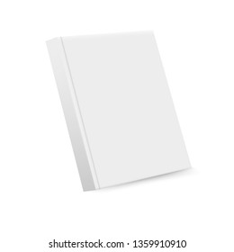 White realistic book isolated on white background. Blank cover mockup