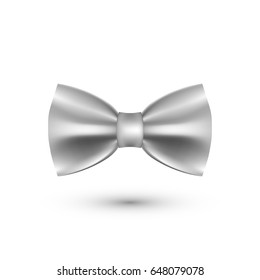 white realistic bow tie on white background. vector illustration