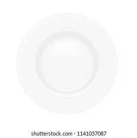 White realistic clean plates isolated on white background.