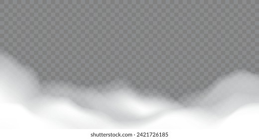 White realistic clouds on transparent cut-out background