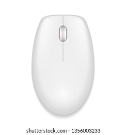 White realistic computer mouse. Matte finish soft touch. Vector illustration on white background. Vector illustration