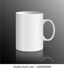 White realistic cup illustration. Vector blank mug classic cup for coffee or tea.