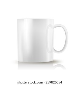 white realistic cup on white background 