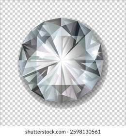 White realistic diamond with glars, isolated on transparent background, vector (EPS) editable illustration