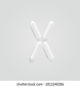 White realistic digital character with shadows, vector illustration