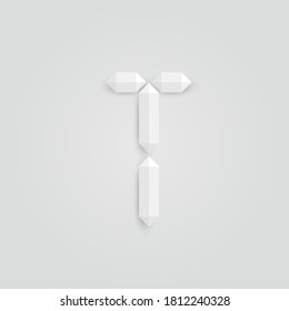 White realistic digital character with shadows, vector illustration