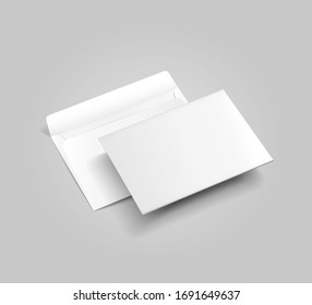 White realistic envelope mock up, two sides in perspective. Blank template on transparent background.