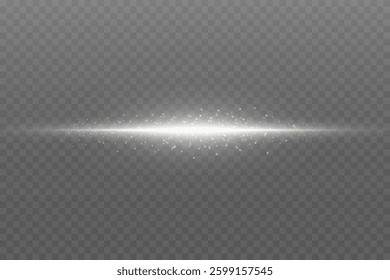 White realistic explosion and spark effect. Light beam, laser line of light.