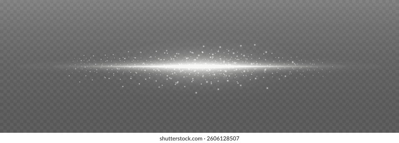 White realistic explosion and spark effect. Light beam, laser line of light.