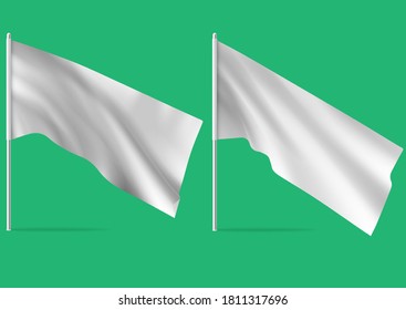 White realistic flags. Mockups of white flag.
