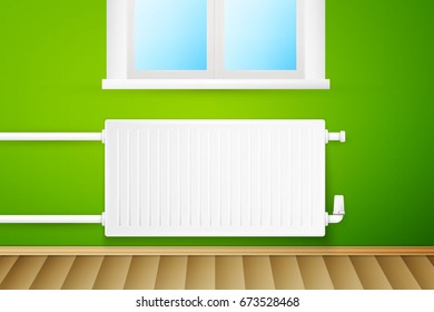 White realistic heating radiator