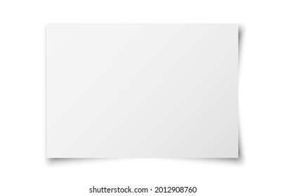 White realistic horizontal blank paper page with shadow isolated on white background. A4 size sheet paper. Mockup template for advertising, document, poster, brochure. Vector illustration