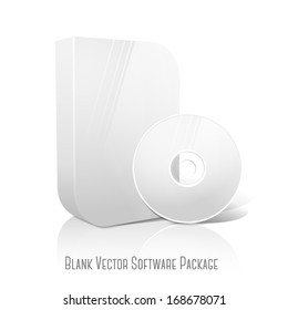 White realistic isolated DVD, CD, Blue-Ray smooth shaped case with DVD, CD disk on white background with reflection. With place for your text and pictures. Vector