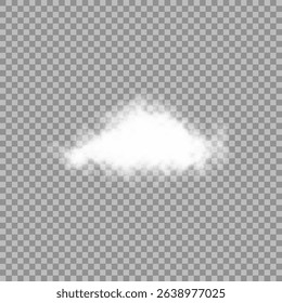 White realistic isolated steam or cloud on transparent background. Cloud, nature sky or food smoke symbol. Weather element or pattern art. Cloud texture, fire smoke wave, foggy nature. Cloud png