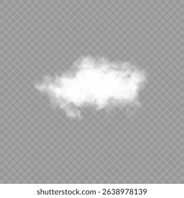 White realistic isolated steam or cloud on transparent background. Cloud, nature sky or food smoke symbol. Weather element or pattern art. Cloud texture, fire smoke wave, foggy nature. Cloud png
