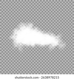 White realistic isolated steam or cloud on transparent background. Cloud, nature sky or food smoke symbol. Weather element or pattern art. Cloud texture, fire smoke wave, foggy nature. Cloud png