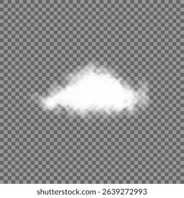 White realistic isolated steam or cloud on transparent background. Cloud, nature sky or food smoke symbol. Weather element or pattern art. Cloud texture, fire smoke wave, foggy nature. Cloud png