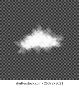 White realistic isolated steam or cloud on transparent background. Cloud, nature sky or food smoke symbol. Weather element or pattern art. Cloud texture, fire smoke wave, foggy nature. Cloud png
