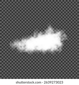 White realistic isolated steam or cloud on transparent background. Cloud, nature sky or food smoke symbol. Weather element or pattern art. Cloud texture, fire smoke wave, foggy nature. Cloud png