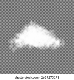 White realistic isolated steam or cloud on transparent background. Cloud, nature sky or food smoke symbol. Weather element or pattern art. Cloud texture, fire smoke wave, foggy nature. Cloud png