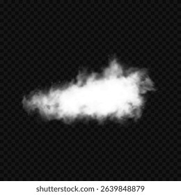 White realistic isolated steam or cloud on transparent background. Cloud, nature sky or food smoke symbol. Weather element or pattern art. Cloud texture, fire smoke wave, foggy nature. Cloud png