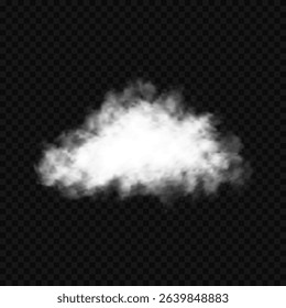 White realistic isolated steam or cloud on transparent background. Cloud, nature sky or food smoke symbol. Weather element or pattern art. Cloud texture, fire smoke wave, foggy nature. Cloud png