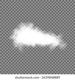 White realistic isolated steam or cloud on transparent background. Cloud, nature sky or food smoke symbol. Weather element or pattern art. Cloud texture, fire smoke wave, foggy nature. Cloud png