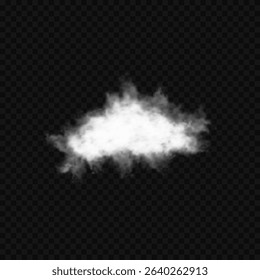 White realistic isolated steam or cloud on transparent background. Cloud, nature sky or food smoke symbol. Weather element or pattern art. Cloud texture, fire smoke wave, foggy nature. Cloud png