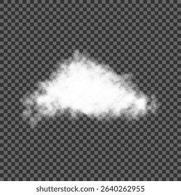 White realistic isolated steam or cloud on transparent background. Cloud, nature sky or food smoke symbol. Weather element or pattern art. Cloud texture, fire smoke wave, foggy nature. Cloud png
