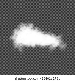 White realistic isolated steam or cloud on transparent background. Cloud, nature sky or food smoke symbol. Weather element or pattern art. Cloud texture, fire smoke wave, foggy nature. Cloud png