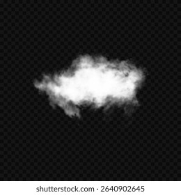 White realistic isolated steam or cloud on transparent background. Cloud, nature sky or food smoke symbol. Weather element or pattern art. Cloud texture, fire smoke wave, foggy nature. Cloud png