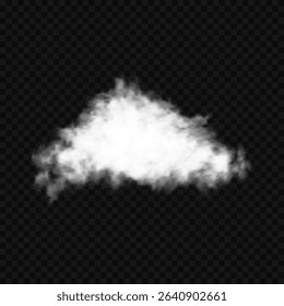 White realistic isolated steam or cloud on transparent background. Cloud, nature sky or food smoke symbol. Weather element or pattern art. Cloud texture, fire smoke wave, foggy nature. Cloud png