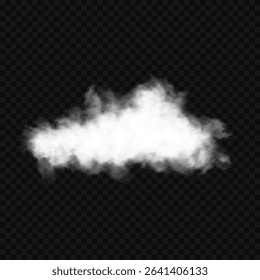 White realistic isolated steam or cloud on transparent background. Cloud, nature sky or food smoke symbol. Weather element or pattern art. Cloud texture, fire smoke wave, foggy nature. Cloud png