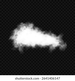 White realistic isolated steam or cloud on transparent background. Cloud, nature sky or food smoke symbol. Weather element or pattern art. Cloud texture, fire smoke wave, foggy nature. Cloud png