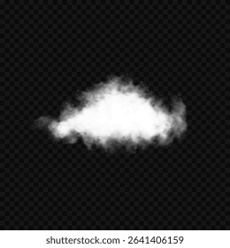 White realistic isolated steam or cloud on transparent background. Cloud, nature sky or food smoke symbol. Weather element or pattern art. Cloud texture, fire smoke wave, foggy nature. Cloud png